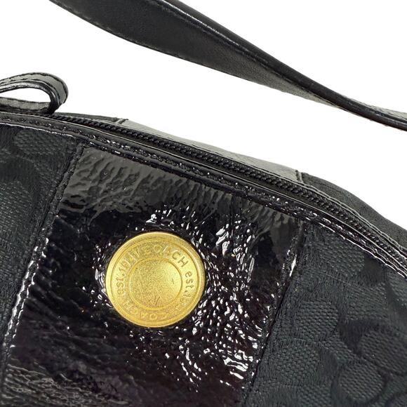 Coach Signature Back Canvas Patent Demi Mini Ergo Baguette Purse Bag 41066 - Picture 8 of 16